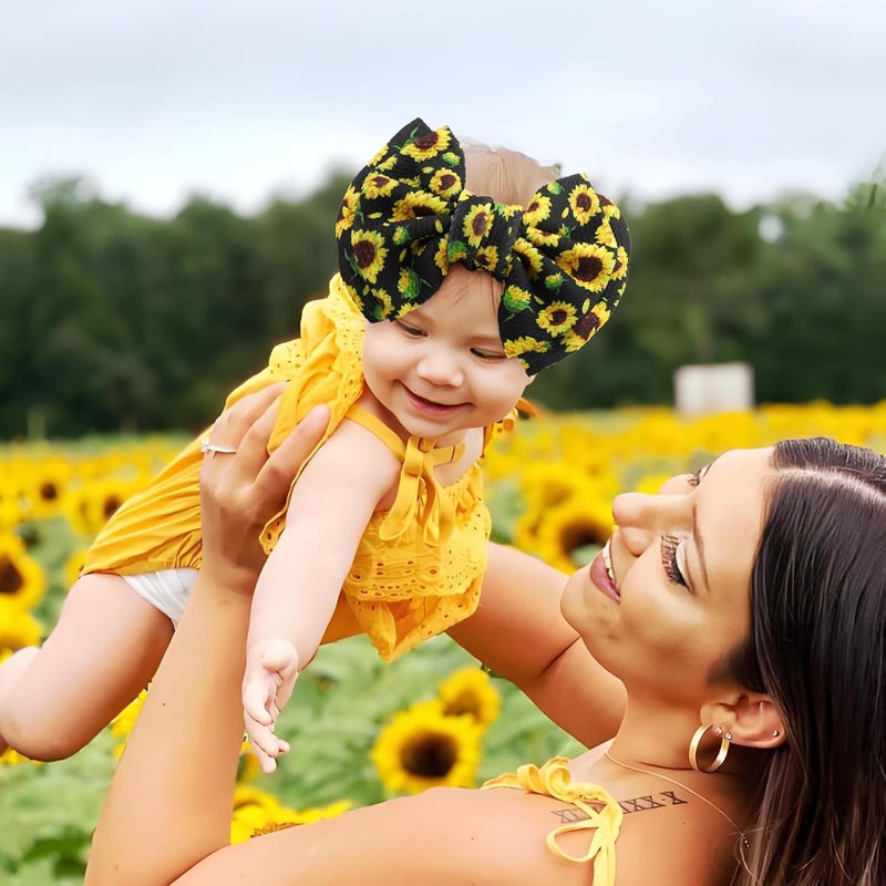 ONENINEDREAM 7’’ Yellow Bows for Baby Girls Sunflower Girl Headbands Baby Bow Summer Outfits Hair Accessories for Newborn Infant Toddler Clothes - Image 2